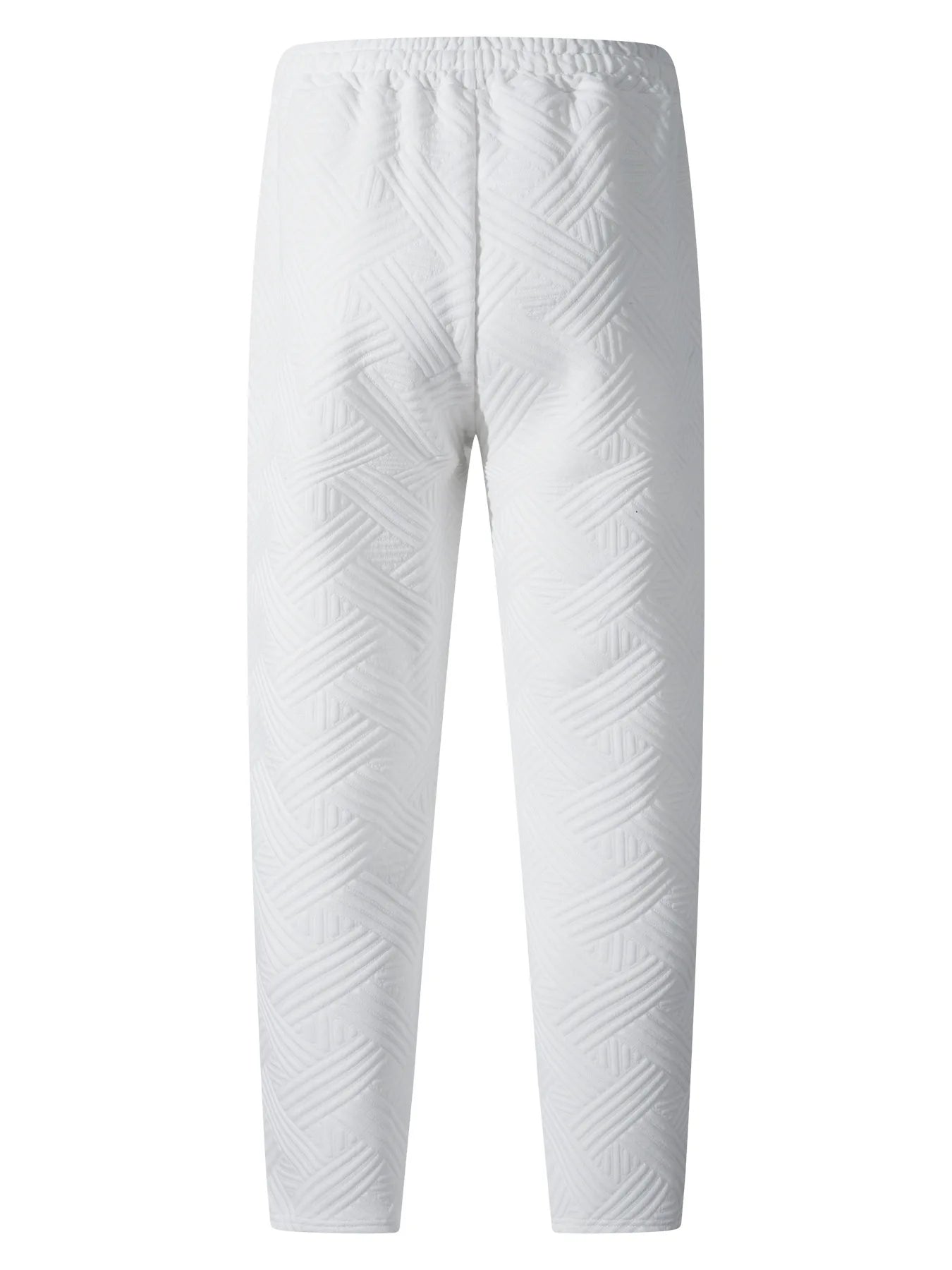 Men's sporty casual trousers, fashionable jacquard elastic waist street pants, solid-color loose all-season pants.