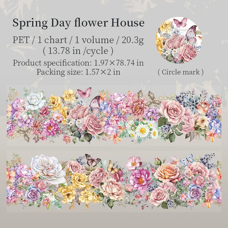 50mm*2m PET Natural Plant Flowers tape Sticker Decorative collage Adhesive Diy Scrapbooking hand made Masking tape