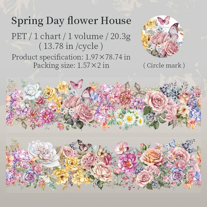 50mm*2m PET Natural Plant Flowers tape Sticker Decorative collage Adhesive Diy Scrapbooking hand made Masking tape