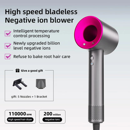 hair dryer with high speed and no blades High power silent and quick drying Portable Negative ion, suitable for home annd travel