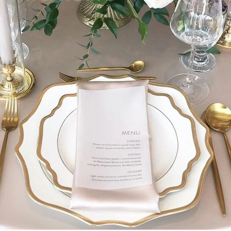 Multi Size Nordic Phnom Penh White Sun Flower Ceramic Plate Set Restaurant Wedding Household Bone China Western Steak Salad Dish.