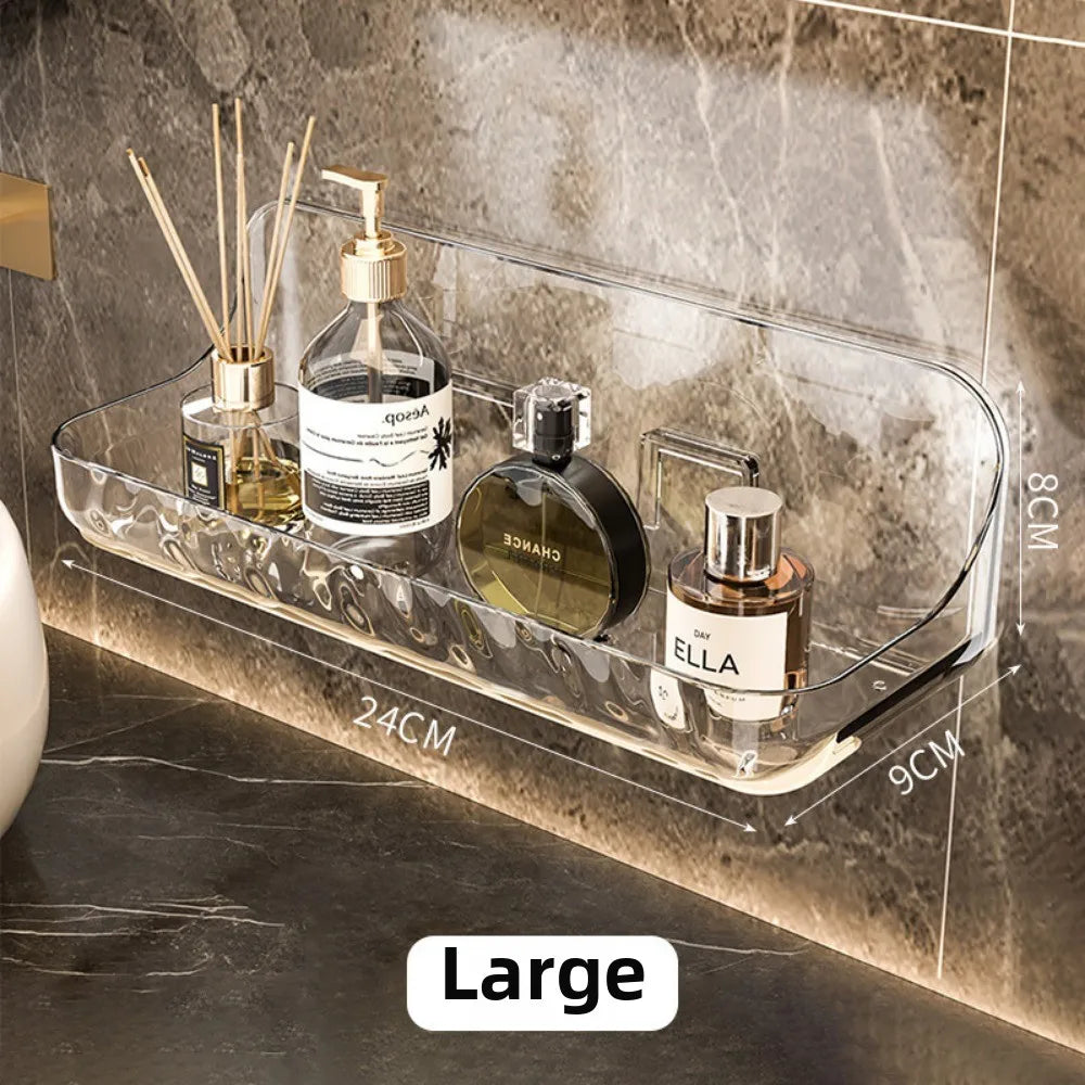 Kein Bohren, Acryl-Badezimmerregal, Wandmontage, Dusch-Organizer für Shampoo, Kosmetik, platzsparendes WC-Aufbewahrungsregal, Eckregal