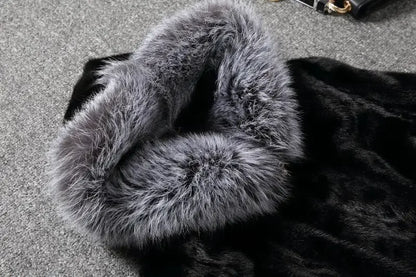 Mit kapuze Lose Faux Pelz Jacke Frauen Dicke Herbst Winter Koreanische Maxi Mantel Lange Warme Luxus Pelz Parkas Bontjas Pelzigen Oberbekleidung