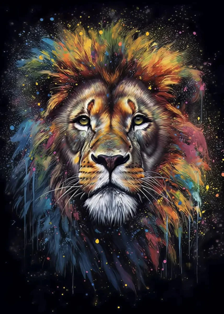 Lion Tiger Animal Portrait Poster Print Monkey Giraffe Canvas Painting Abstract Graffiti Wall Art Picture Living Room Home Decor.