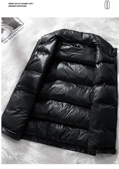 Vest Winter Hooded Glossy Cotton Vest Casual Waistcoat Men's Sleeveless Jacket Warm Overcoats Zipper Solid Color Mens Warm Vests.