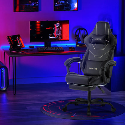 WOTSTA Gaming Chair Ergonomischer Gaming Chair Bürostuhl mit Fußstütze Racing Computerstuhl Höhenverstellbar Gepolstert Computerst