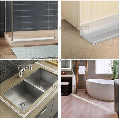 Küchenschwelle, Wasserdamm, selbstklebend, Silikon, wasserdichte Barriere, Badezimmer, Dusche, Wasserstopper, Schutz für trockene und nasse Trennung