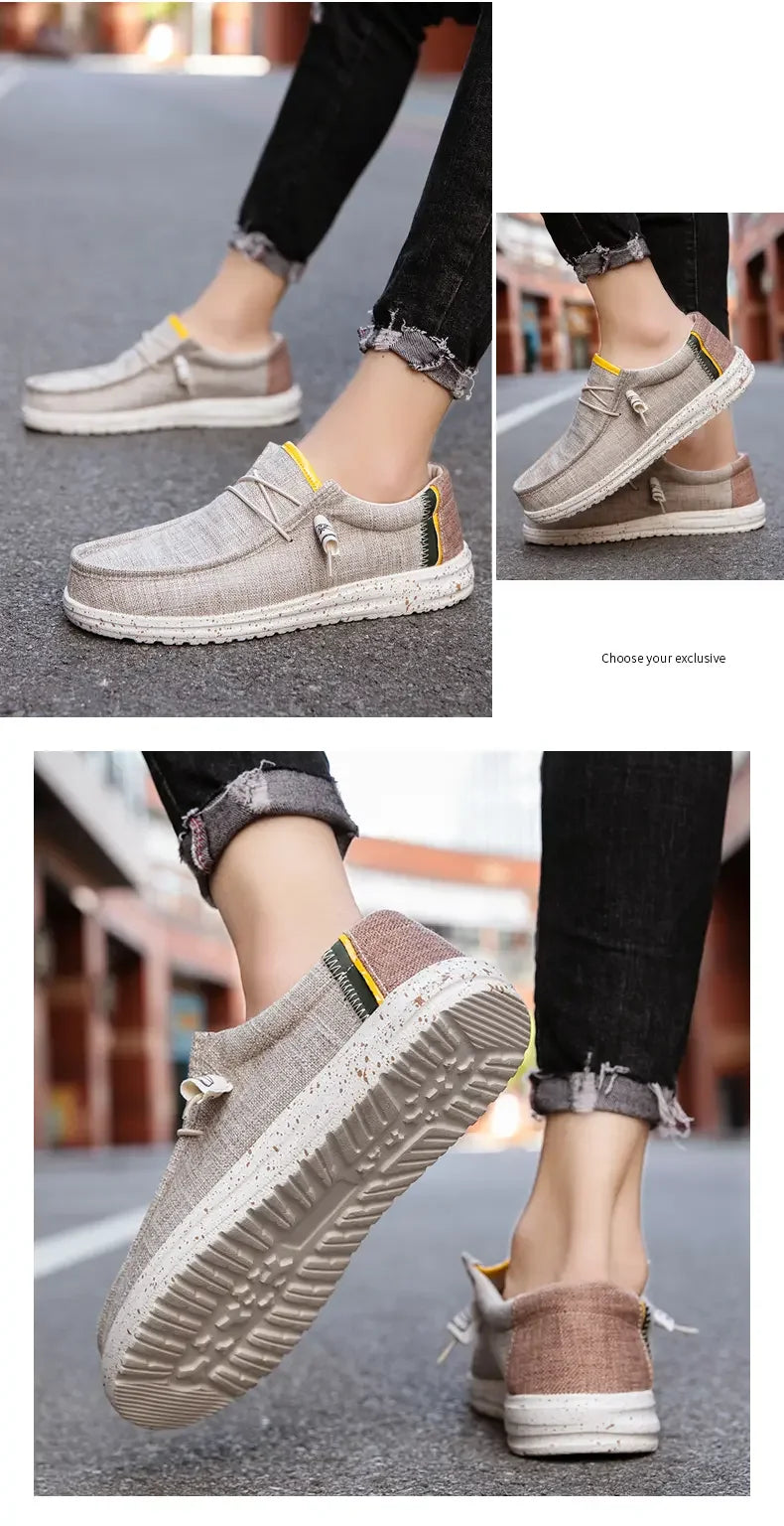 Men's Loafers Designer Slide in Low Cut Sneakers Casual Boat Shoes Comfortable Walking Flat Shoes Breathable Canvas Shoes 2025