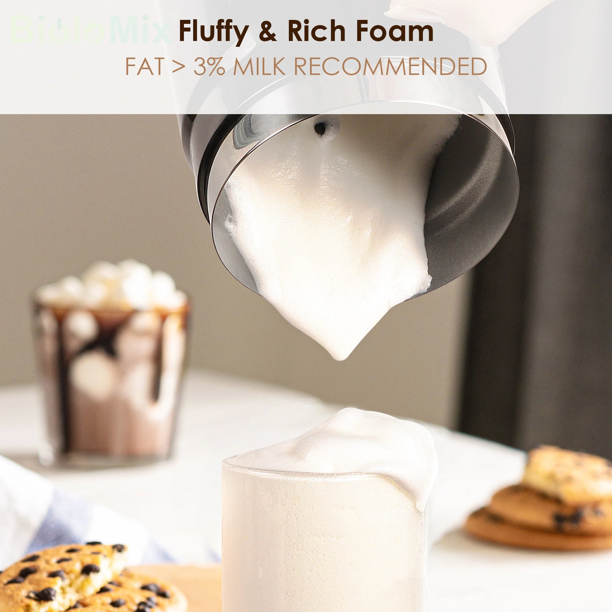 BioloMix 5-in-1 Milk Frother with Upgraded LED Display Touch Screen - Hot And Cold Foam Maker Milk Warmer for Coffee Latte.