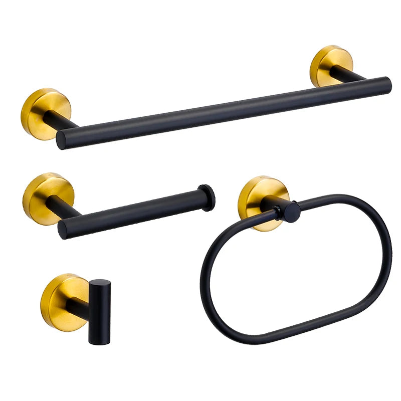 Badezimmer-Hardware-Set aus gebürstetem Gold, Handtuchhalter aus Edelstahl 304, Handtuchring, Toilettenpapierhalter, Kleiderhaken, Badezimmer-Zubehör