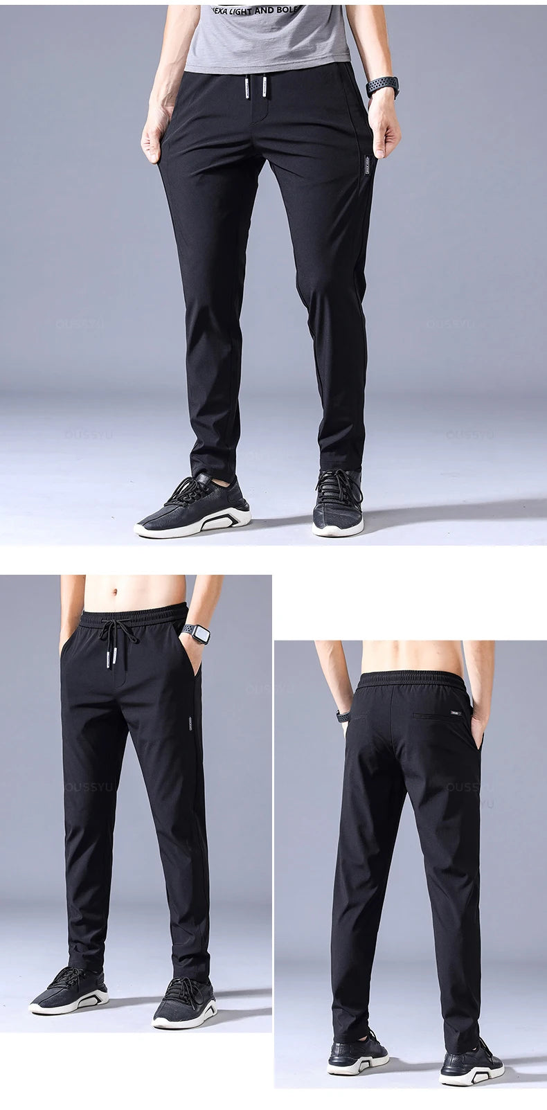 OUSSYU Brand New Spring Summer Men's Casual Pants Slim Pant Straight Thin Trousers Male Fashion Stretch Khaki Jogging 28-38.
