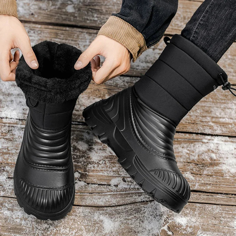 Men's Snow Boots Outdoor Comfortable Fleece-lined Warm Men's Outdoor Hiking Men's Shoes for Men Boots With Short Plush Men Boots.