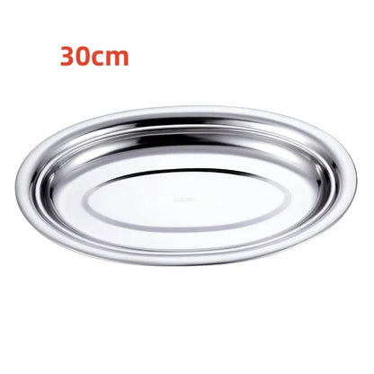 1Pcs 304 Stainless Steel Plate Oval Fish Dish Dinner Dessert Food Sushi Snack Steaming Fruit Dish Household Restaurant Tableware.