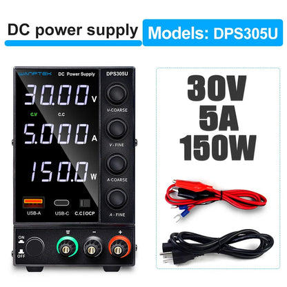 Adjustable DC Power Supply 30V 5A 10A 60V 120V 3A LaboratoryBench Power Source Switching Stabilized LCD Power Supply regulator.