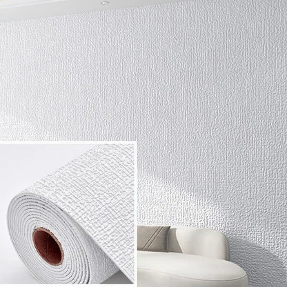 3D Linen Texture Thickened Wallpaper Self-adhesive Waterproof Wall Sticker for Living Room Dormitory Bedroom Wall Decoration