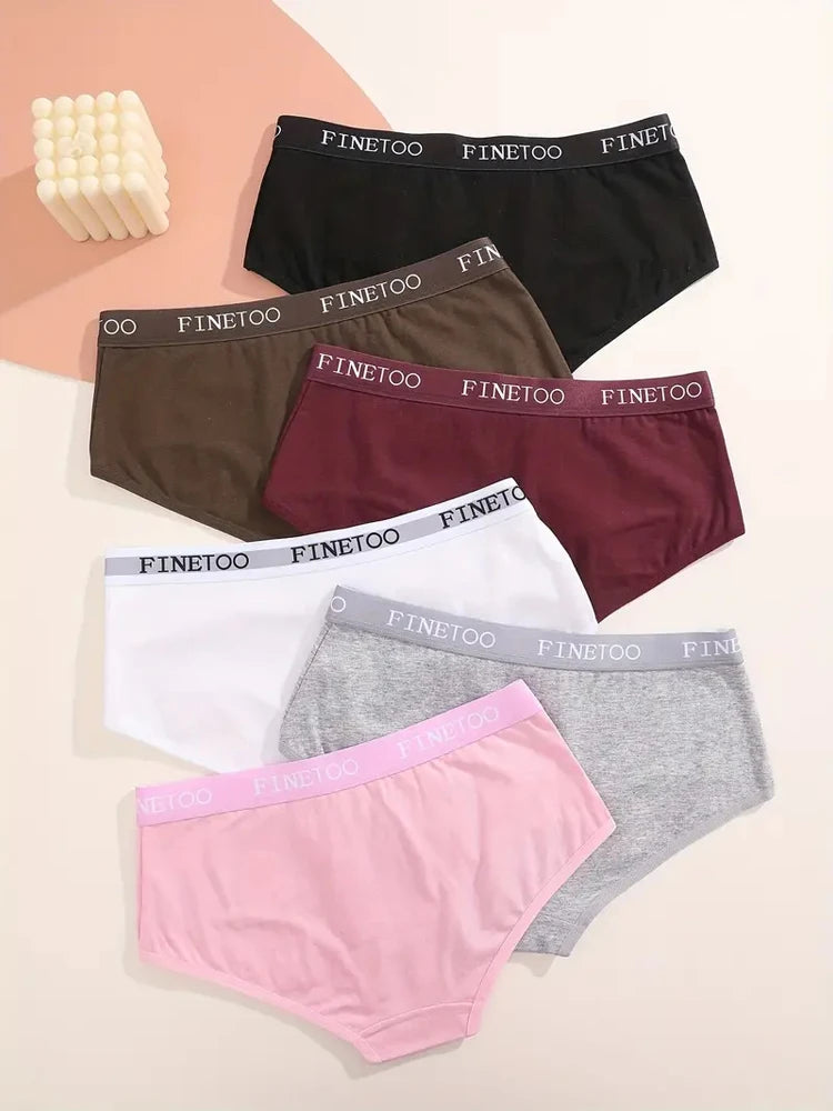 6Pcs Cotton Letter Belt Underwear for Women Sexy Breathable Low Waist Briefs Female Solid Stretch Lingerie Casual Sports Panties.