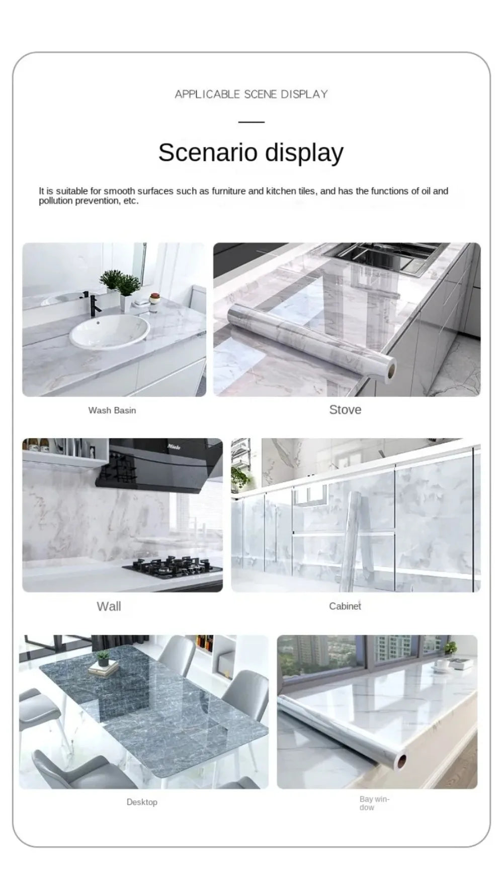 80CM Marble Self Adhesive Waterproof Wallpaper for Bathroom Wall Deocr Kitchen Oil Proof Mould-Proof Wall Stickers Home Decor