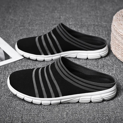 New large size men's casual sneakers fashion outdoor walking men's half slippers mesh surface breathable men's sneakers.