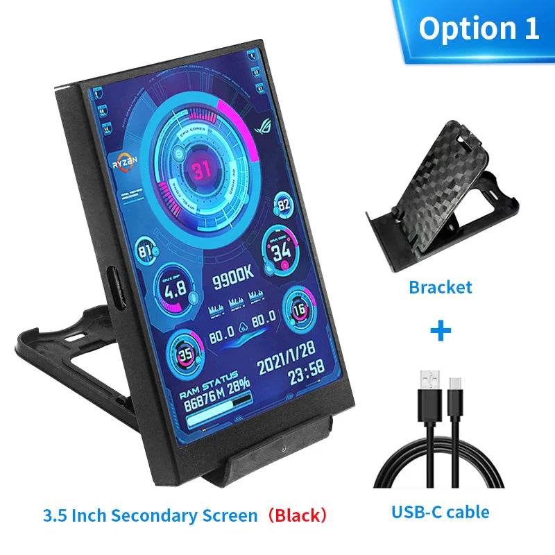 3.5 Inch IPS TYPE-C Secondary Screen DIY Computer Monitor USB-TYPEC Secondary Screen for Windows Built-in Software