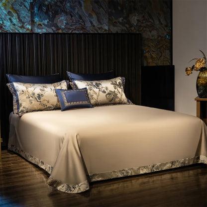 Luxury Satin Jacquard Egyptian Cotton 4/6/10Pcs European Palace Wedding Bedding Set Silky Duvet Cover Set Bed Sheet Pillowcases.