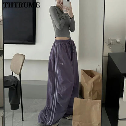 Y2K Vintage Frauen Lose Hosen Übergroßen Hip Hop Kordelzug Tasche Mode Chic Cargo Pant Casual Büro Dame Baggy Neue Hosen