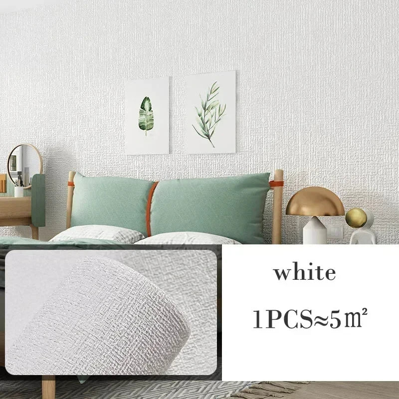 10 m 3D verdickte selbstklebende Tapete Leinen schlicht Kieselalgen Schlamm Wandaufkleber Farbe Dekor Renovierung Antikollision Home Decor