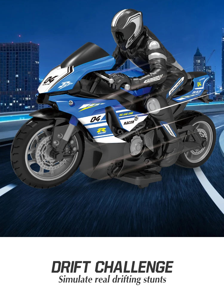 1/ 10 2.4G High Speed Remote Control RC Stunt Motorbike  drift Car 30mins Drive Racing Motorbike RC Motorcycle Toy model.