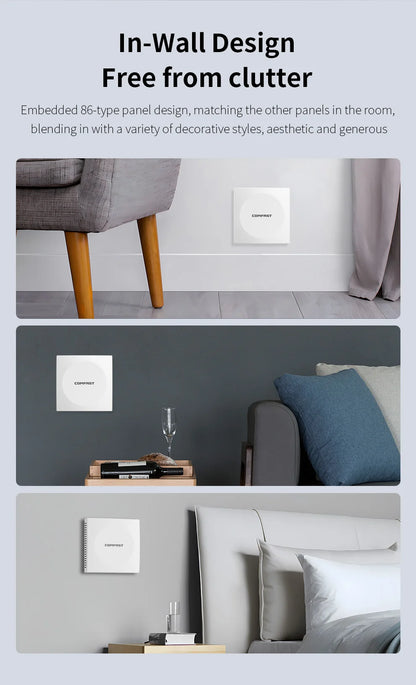 Comfast AX1500 Wifi 6 Access Point In Wall AP Gigabit 5G+2G MU-MIMO Signal Booster 86 Panel 48V POE Indoor Hotel Extender Router.