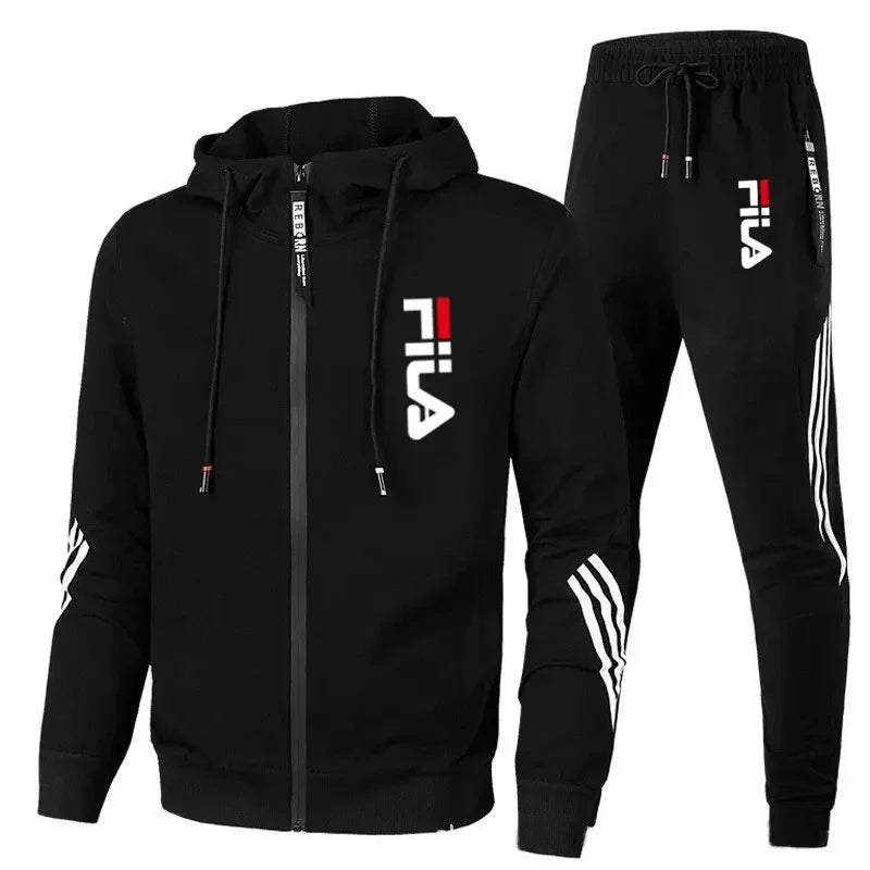 2025 Spring and Autumn Men's sports zipper top + Men's jogging sports basketball and casual fitness outdoor two-piece set.