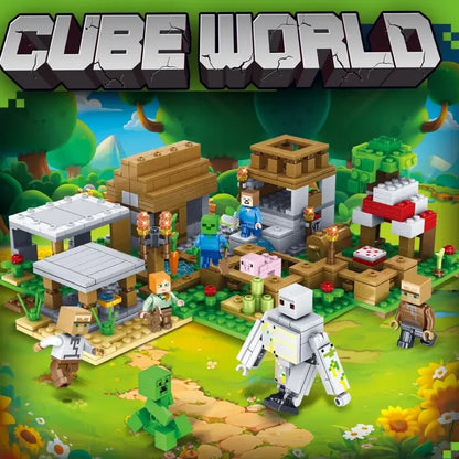 Children's Puzzle Building Block Toys, Village Slides, Caves, Mines, Horse Cities, Cats, Leopards, Jungles, Educational Toy For.