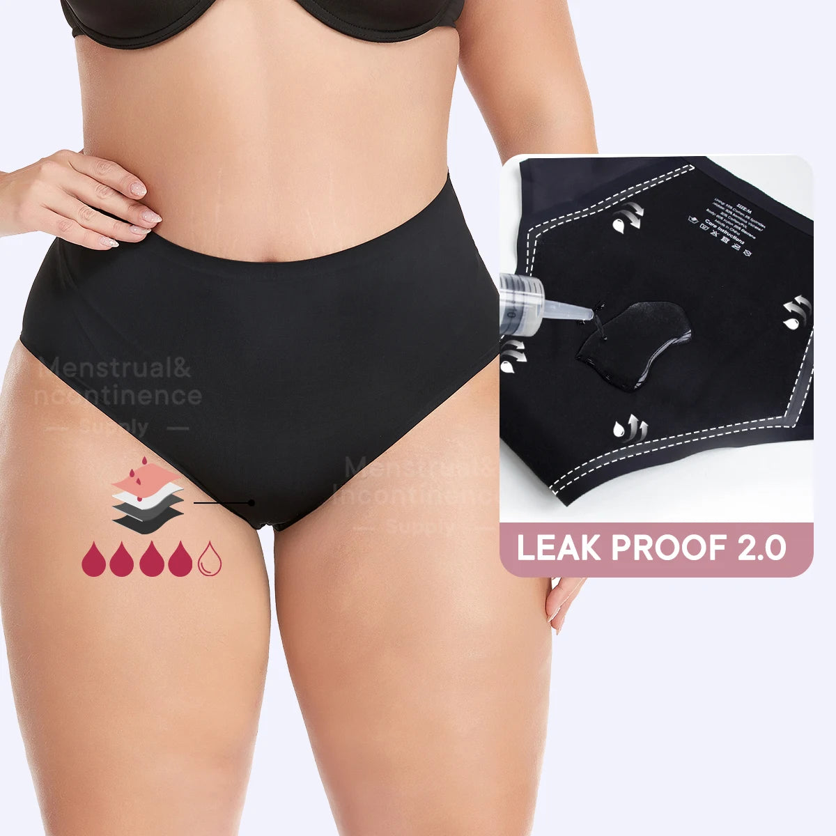 High Waist Period Panties for Women 4-Layer Leakproof Protection Heavy Absorption Menstrual Panties Breathable Reusable.
