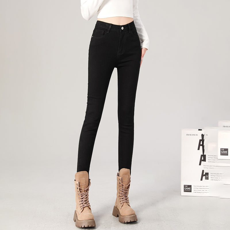Fashion Women's Slim Skinny Jeans Comfortable Stretch Casual Solid Colours Pencil Pants Female Black Denim Trousers.