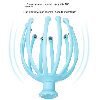 Head Massager Neck Massage Octopus Scalp Stress Relax 12 Antennae Massage Head Meridian Comb Point Pressing Head Artifact.
