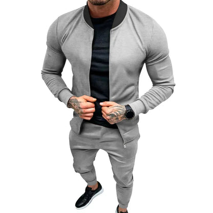 Amazon 2024 European and American men's clothing fitness sports trend outdoor leisure men's zipper suit
