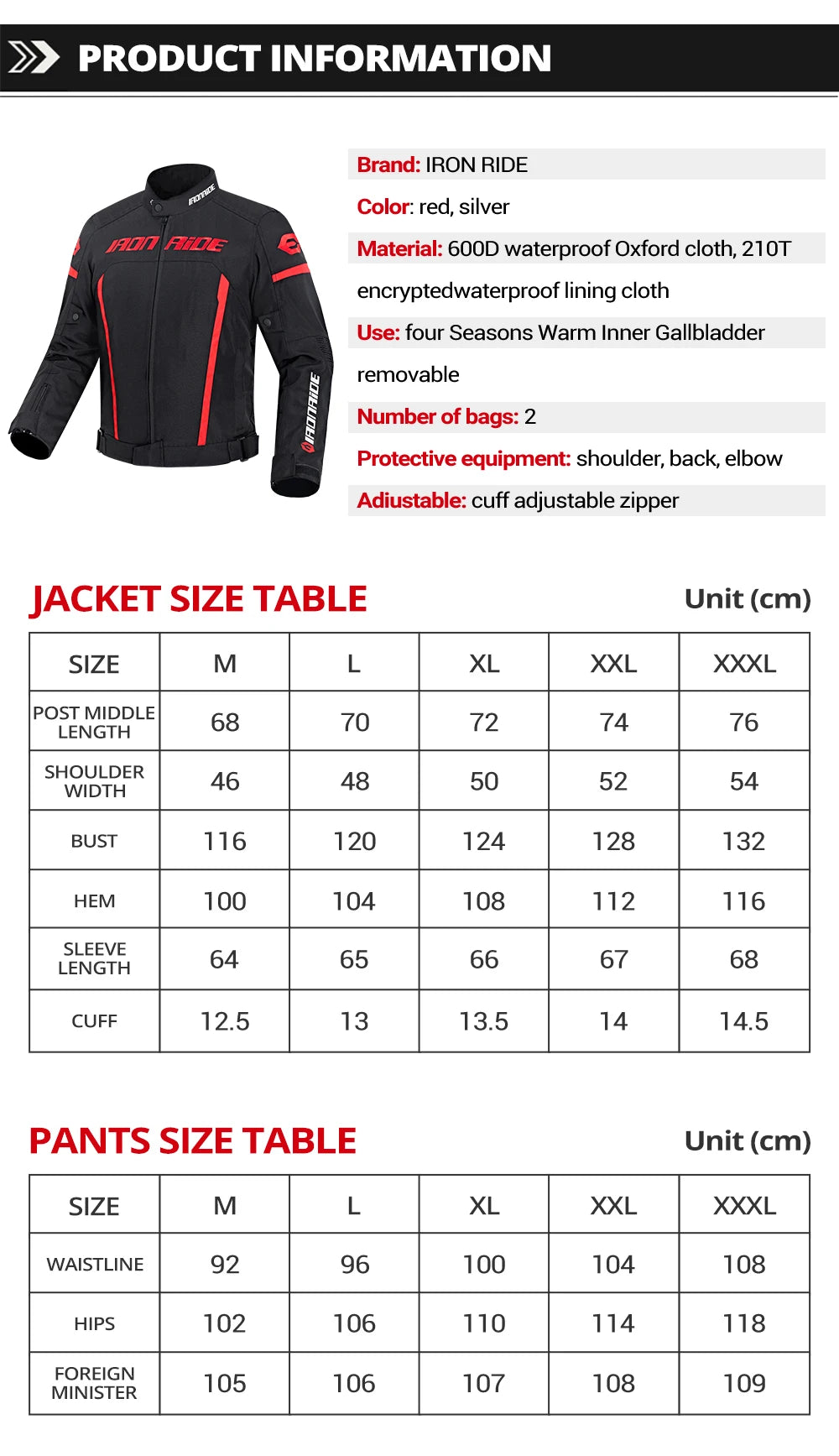 Motorcycle Jacket Waterproof Motorcross Jacket Pants Moto Jacket Windproof Riding Motorbike Clothes With Protective Gear M-3XL.