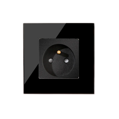 Frankreich Standard Doppelsteckdosen Französische Typ-C-Steckdosen 110-250 V Glasscheibe USB-Ladeanschluss Elektrischer Stecker Heimwerker.