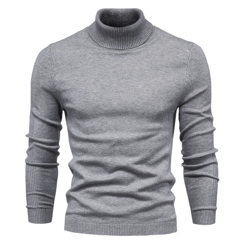 2021 New Winter Men Turtleneck Sweater Casual Solid Color Warm Pullover High Quality Slim High Neck Long Sleeve Sweater Men