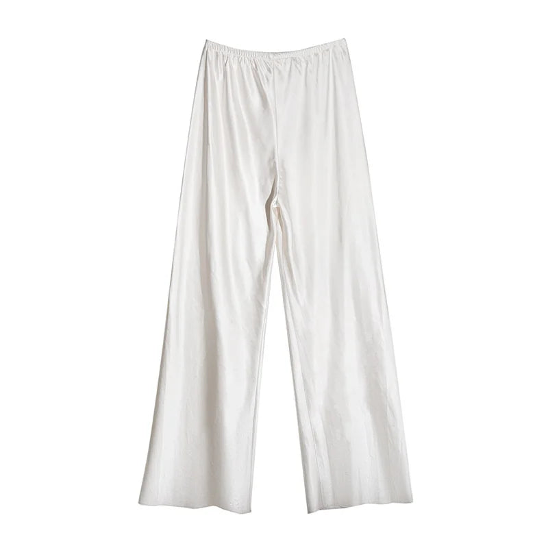 Satin Wide Leg Pants Long Floor Casual Pants Women's Summer.