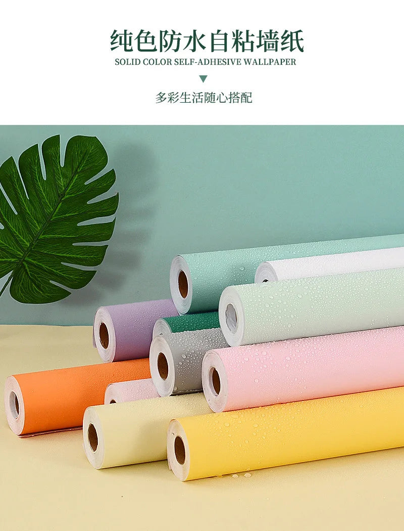 Matte PVC Vinyl Self Adhesive Wallpapers Furniture Renovation Films White DIY Decorative Kitchen Cabinet Waterproof Wall Sticker
