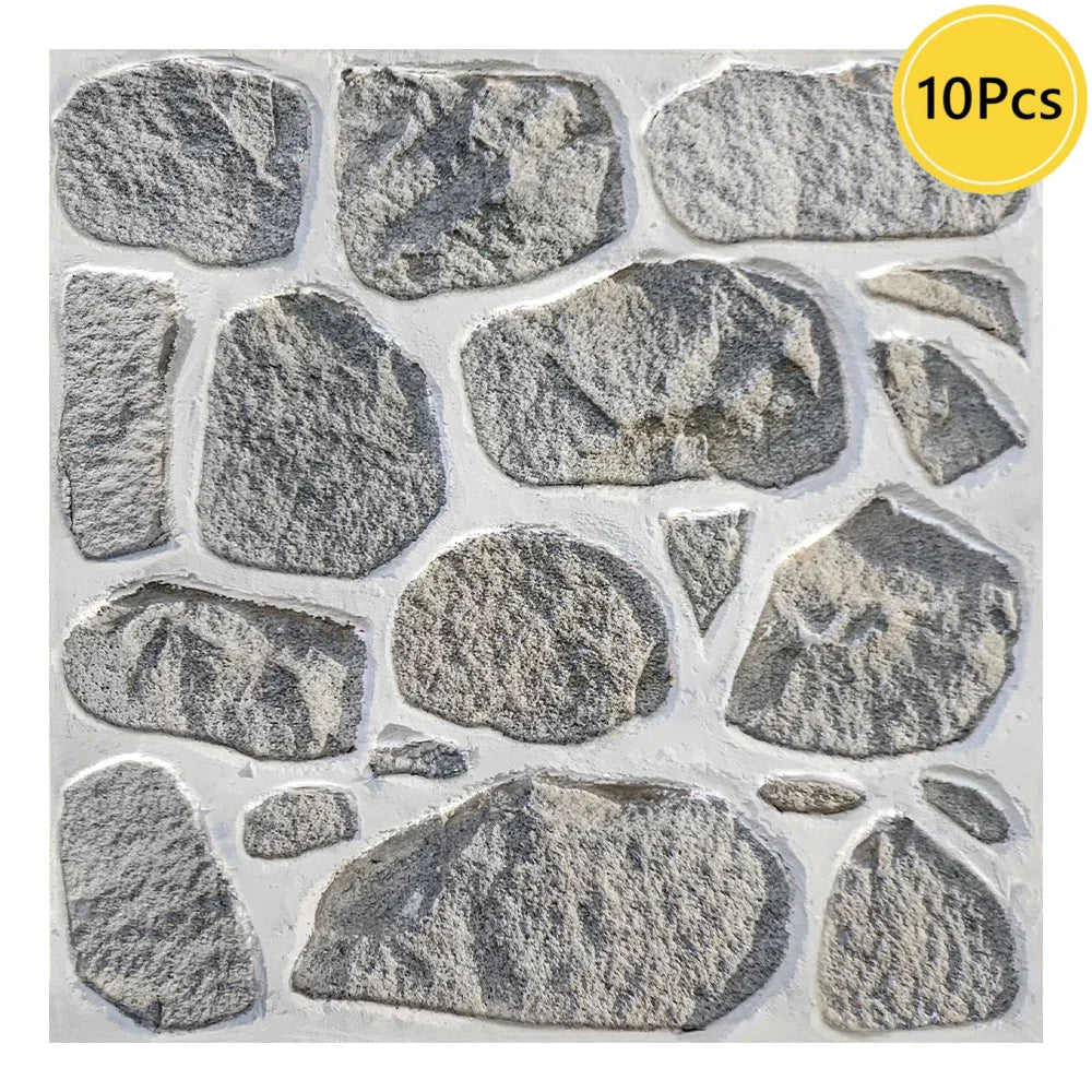 1/10pcs 3D Faux Stone Wall Panels Peel and Stick Wall Tiles Decorative 3D Wall Sticker Self-adhesive Wall Tile Sticker