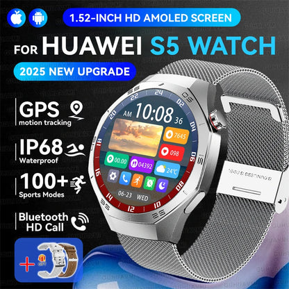 2025New GUHUAVMI GT5 Pro Smart Watch Men HD AMOLED Screen GPS Motion trajectory HeartRate Bluetooth Call 1.52" SmartWatch IP68