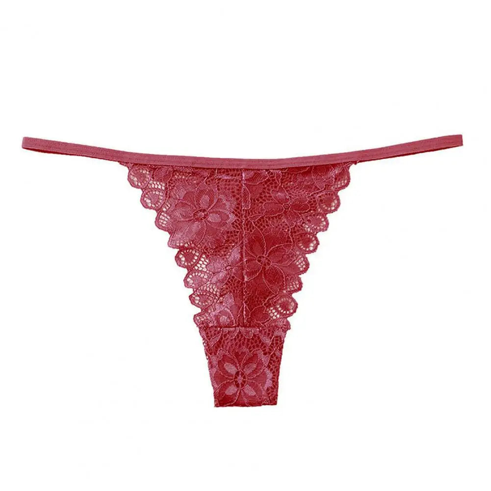 Summer Panties Women Low Rise Cotton T-Shape Panties Crochet Lace Hollow Out Breathable Thong Women Briefs Thin.