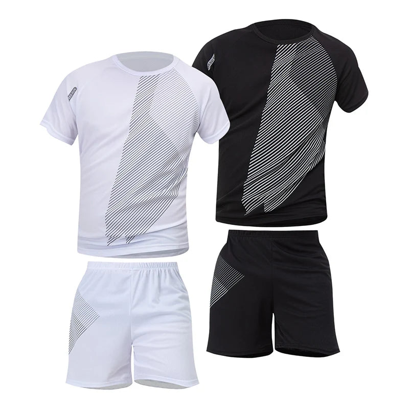 2/4/6 Pcs Plus Size Men's Quick-drying Short-sleeved Shorts Suit Men's Leisure Sports Running Fitness T-shirt Joker Shorts Teen.
