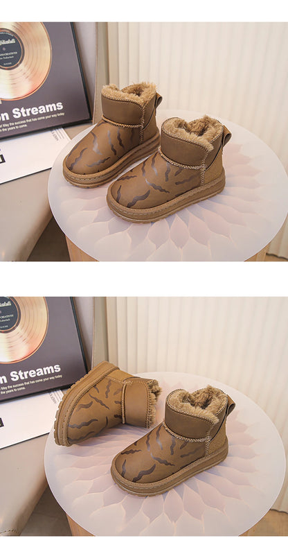 Winter Plush Boots For Children Thick Warm Faux Fur Snow Boots Soft-soled Anti-slippery Boy's Girl's Warm Boots Winter Shoes Kid.