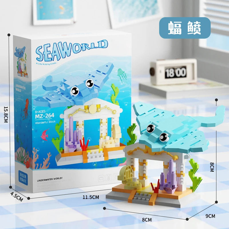 Marine Animals Micro Particle Building Blocks Toys for Children 6 to 10 Years Animal Diy Assembled Toys Puzzle Games Child Gifts.