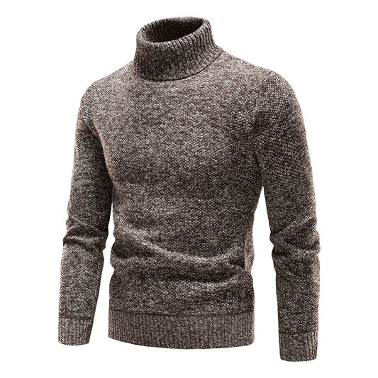 Autumn Winter Fleece Sweater Men Thicker Turtleneck Warm Pullover Slim Fit Man Clothes Luxury Brand Black Brown Jumpers Elastic.