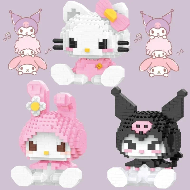 KEEPPLEY Sanrio Anime Hello Kitty My Melody Cinnamoroll Pompompurin Kuromi Building Blocks Girl Kid Holiday Christmas Gift.