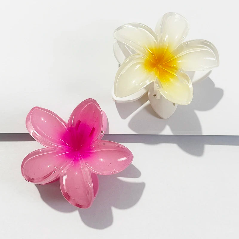 New Hawaiian Gradient Hair Clips Women Flower Hair Claws Shark Hairpins Vacation Beach Style Hairpins Hair Accessories