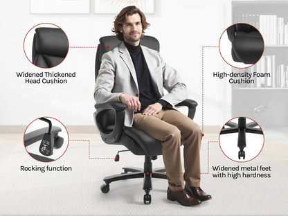 WOLTU Bürostuhl, ergonomischer Computertisch, großer Stuhl mit Kopfstütze, PU-Leder, Chefsessel für Büro, Spiel, Konferenzraum