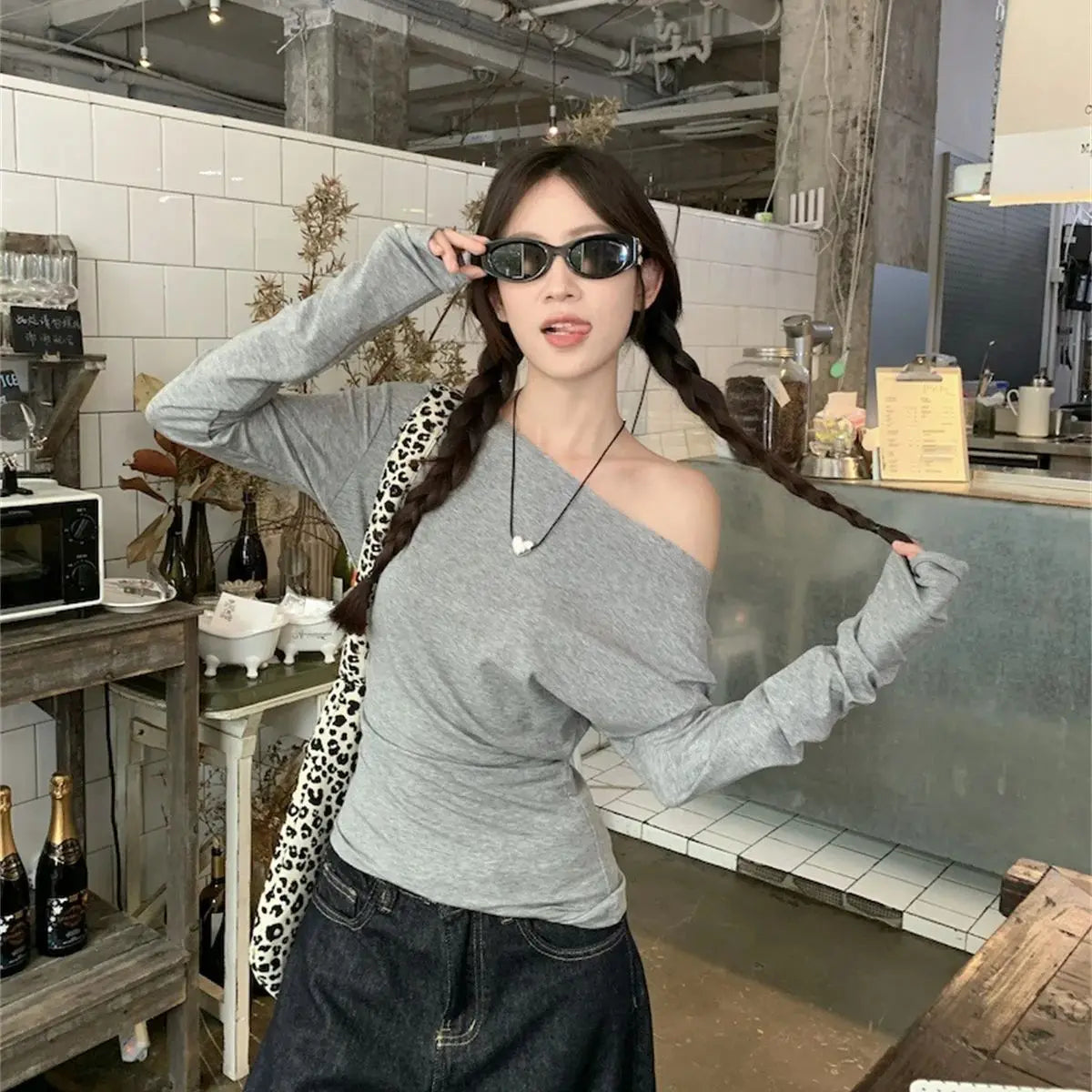 Women Sexy Off Shouder Tops 2025 Fashion New In Y2k Hot Girl Slim Long Sleeve Shirts Solid Autumn Spring Chic T-shirt Streetwear.